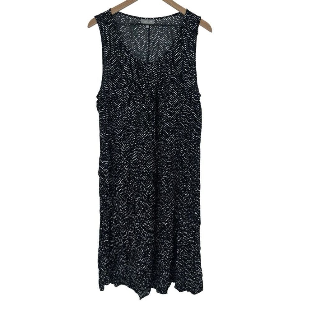 Habitat Midi Dress Womens‎ XL Black White Dot Sleeveless Scoop Neck Classic